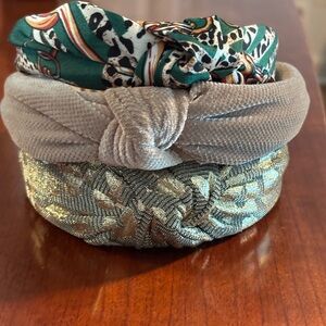 NWOT Anthropologie Stylish Women's Headband Set - Green, Gray, Gold